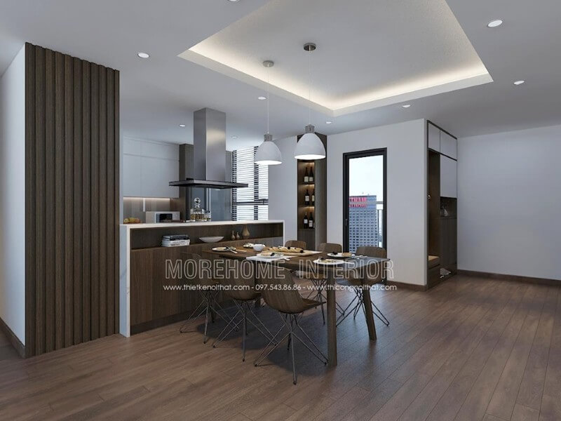 Bàn ăn gỗ công nghiệp thiết kế đơn giản nhưng đẹp mắt Mẫu nội thất chung cư đẹp
