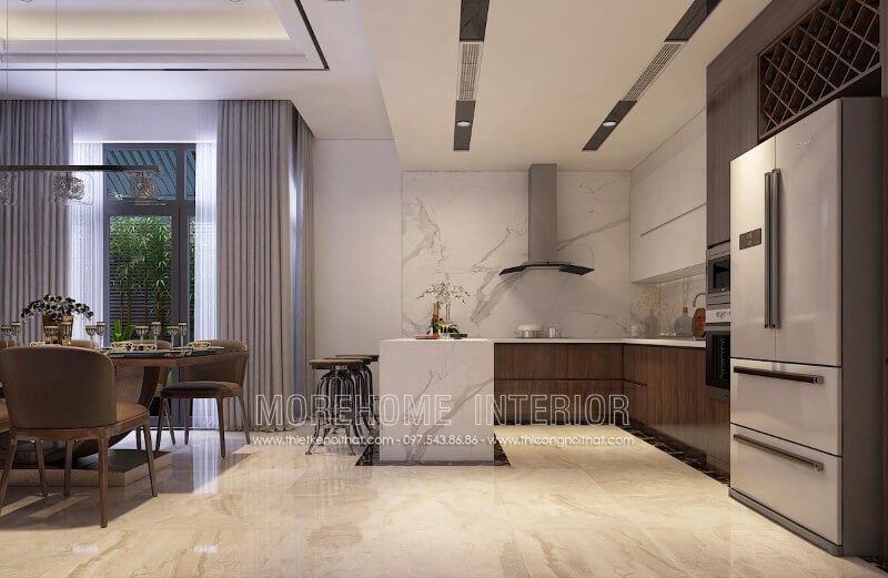 Chọn chất liệu gỗ An Cường với tone màu nâu chủ đạo nhẹ nhàng, thanh thoát là nguồn cảm hứng không giới hạn để tạo ra những món ăn ngon cho những người thân trong gia đình.
